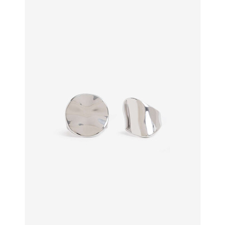 Set De Anillos Metal Plateado Rodio