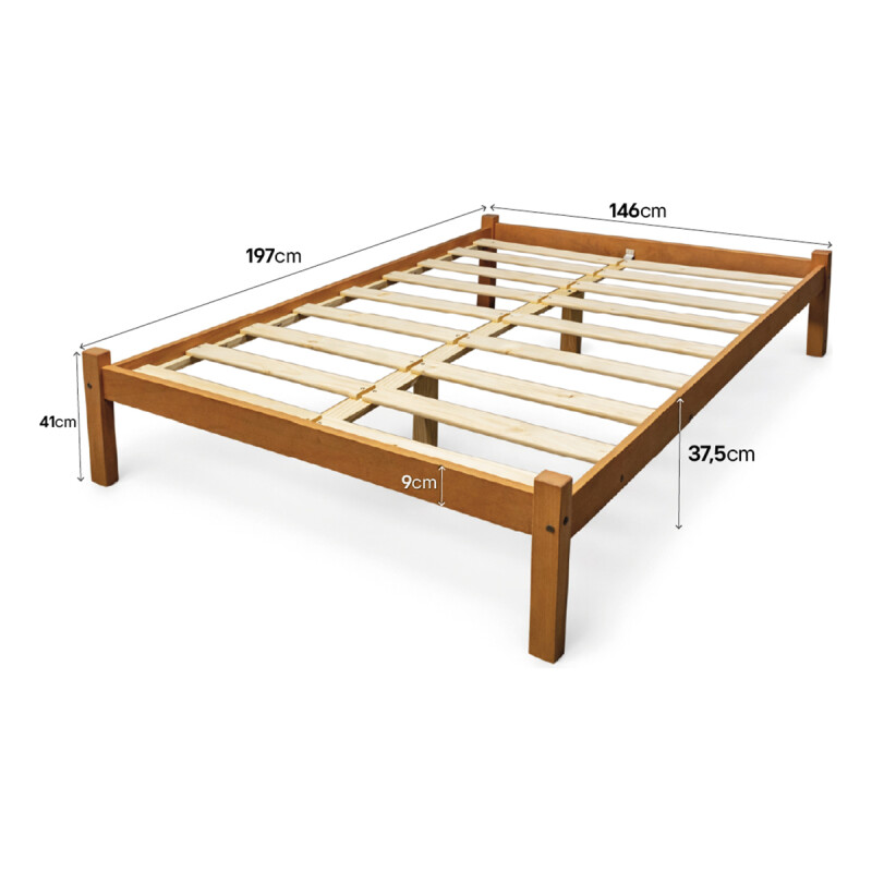 CAMA 2 PLAZAS TURCA PINO LUSTRE CERA CON COLCHÓN LEVANE 14 Cama 2 Plazas Turca Pino Lustre Cera Con Colchón Levane 14