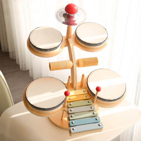 Juego De Batería De Madera Xilófono Tambor Para Niños Juego De Batería De Madera Xilófono Tambor Para Niños