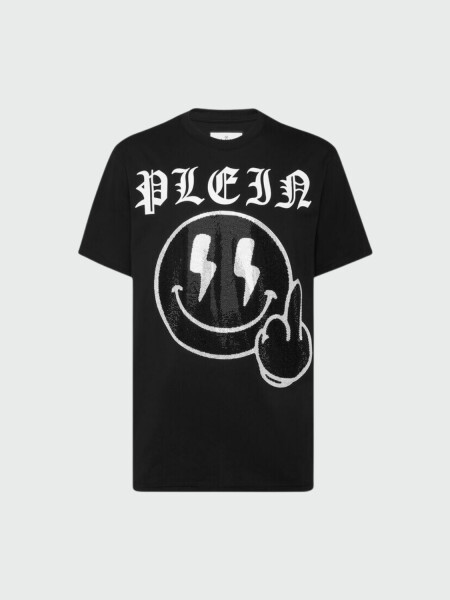 PHILIPP PLEIN - camiseta negra Smile con strass Negro