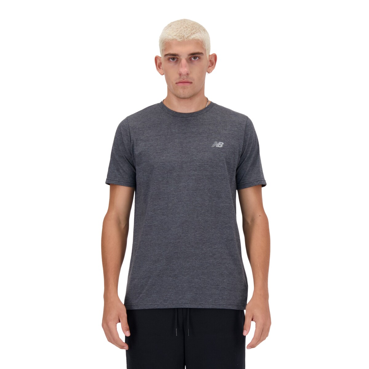 Remera New Balance Sport Essentials Heathertech de Hombre - MT41070BKH - Negro 