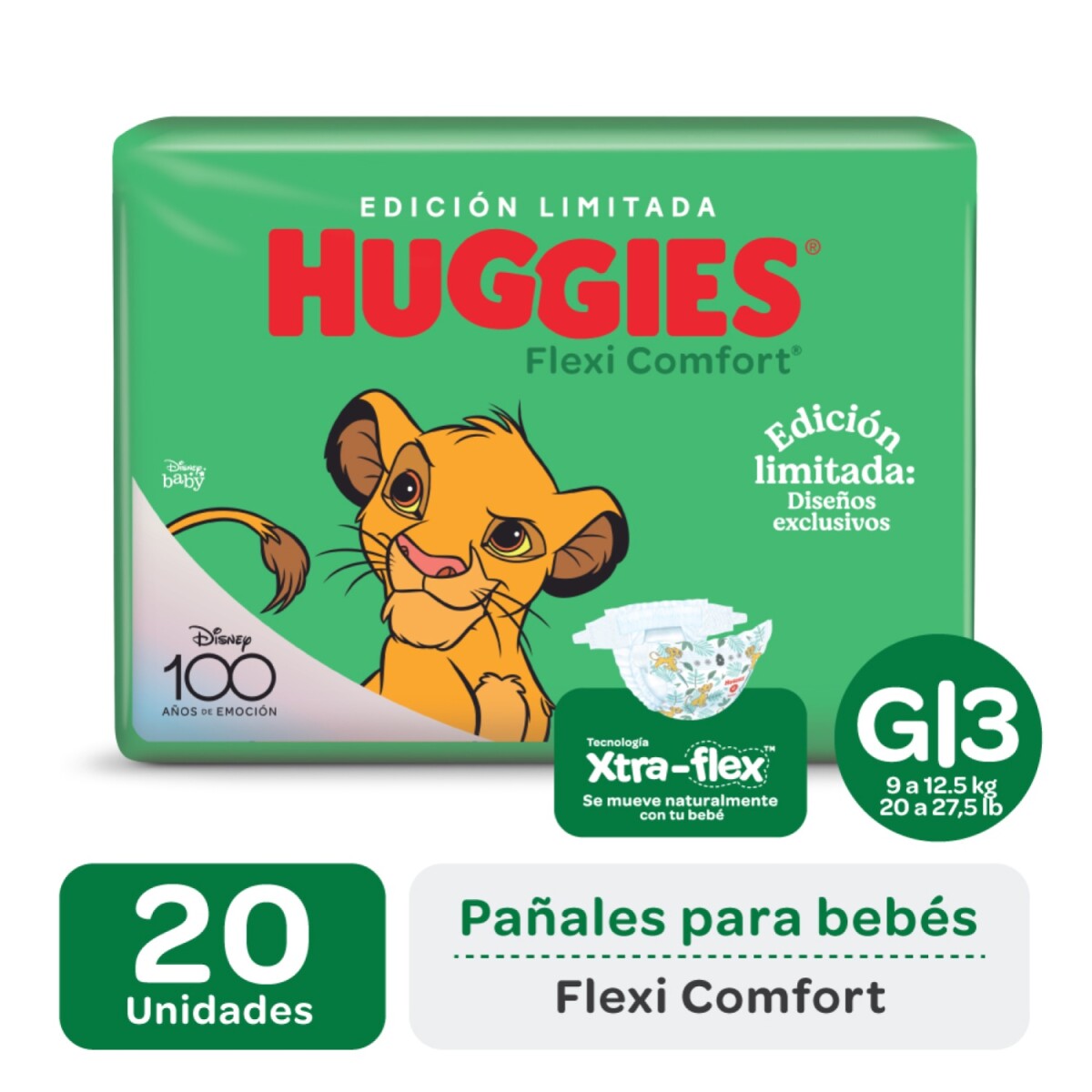 Pañales Huggies Flex Comfort G Maxi Disney 20 Unidades 