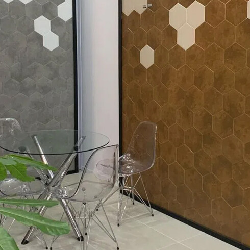 Cerámica Hexagonal Marron 11.4X11.4 CM Pared Piscina GAMAS DE MARRON
