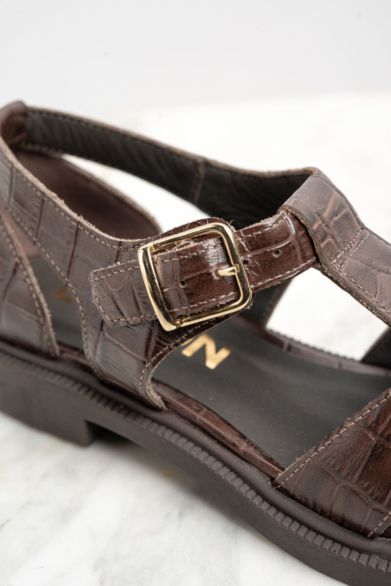 Cangrejera Cuero Croco Marrón