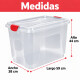 Set x3 Caja organizadora 65 lts TRANSPARENTE