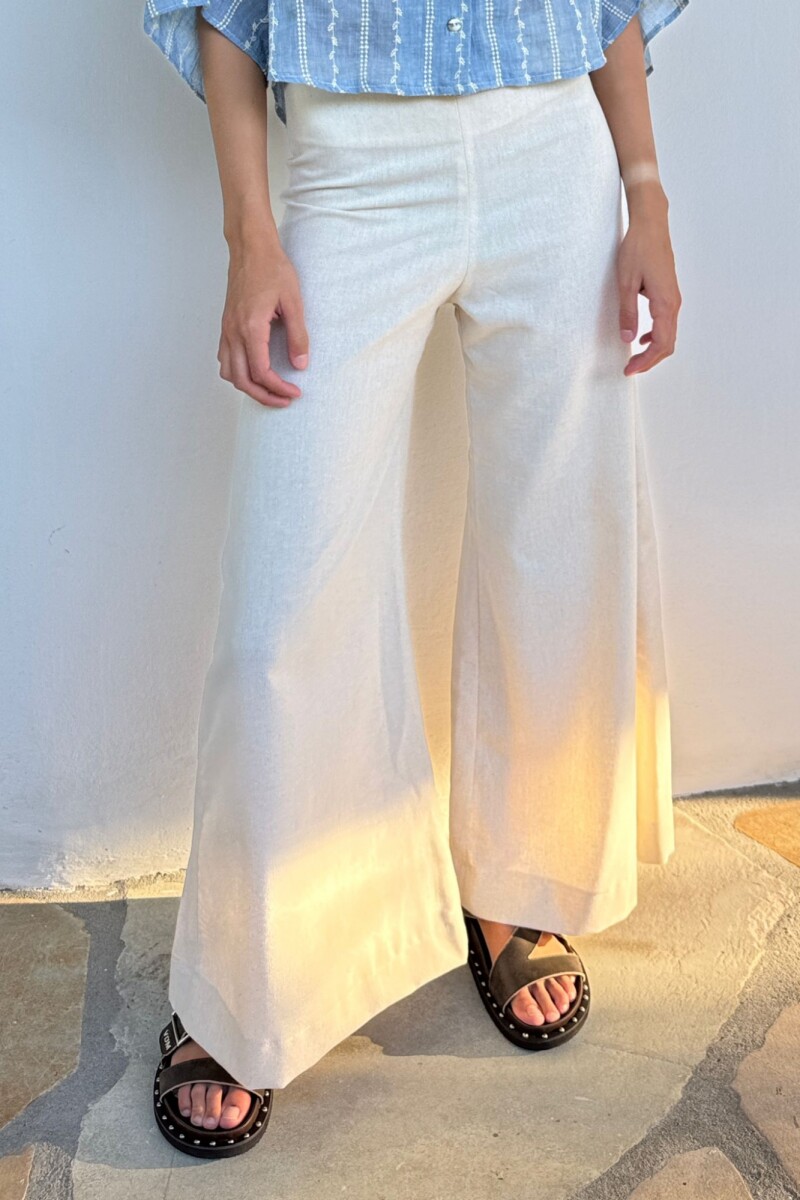 Pantalón Lino Beige Melange 