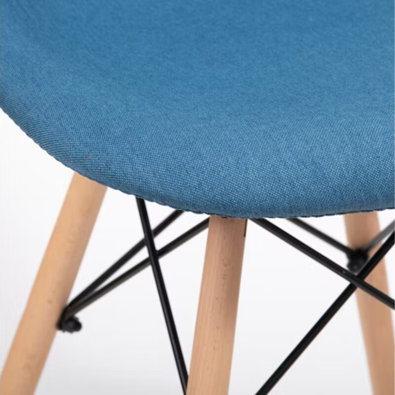 Silla Eames De Comedor Tapizada Azul Patas De Madera Azul