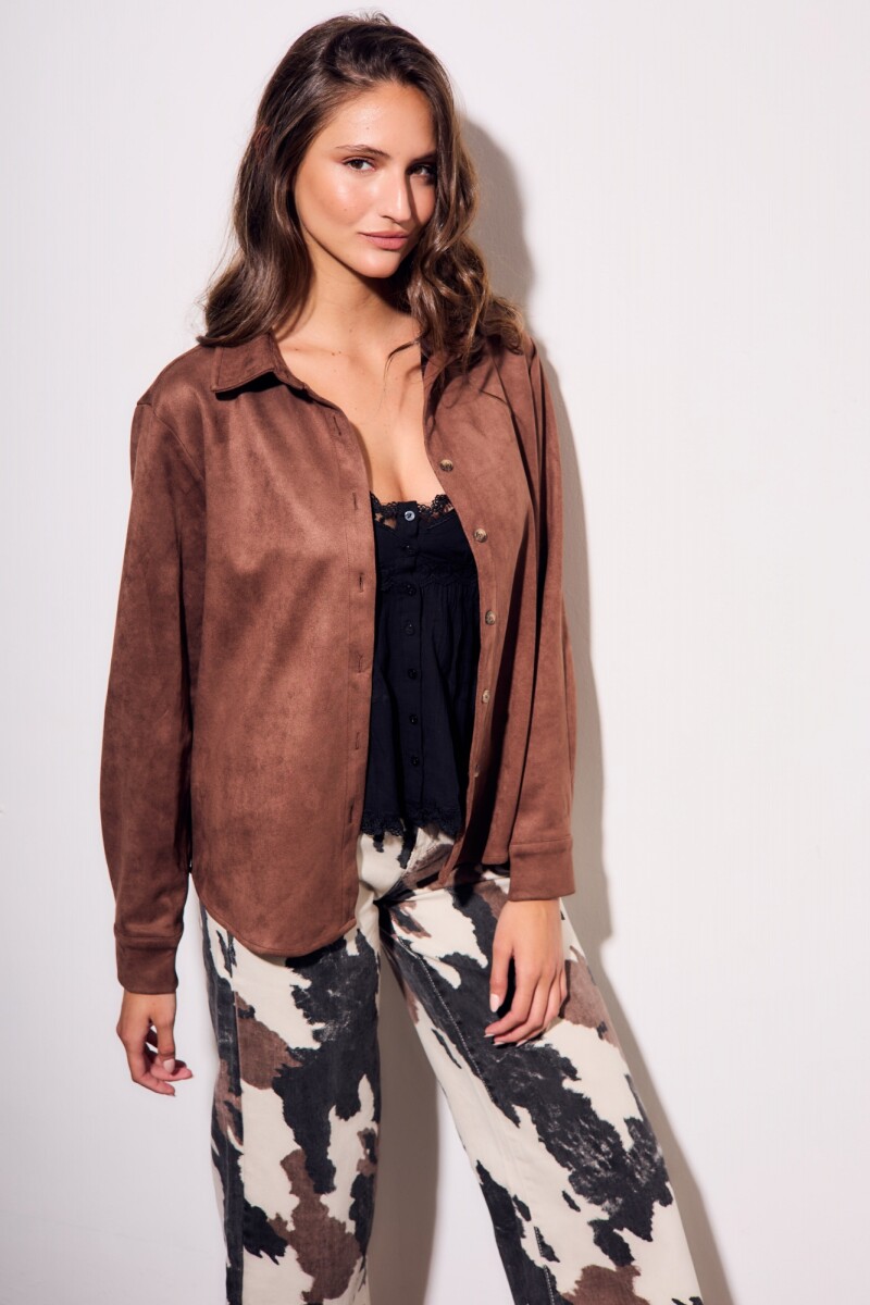 Camisa Gamuza Cuero Vegano Chocolate