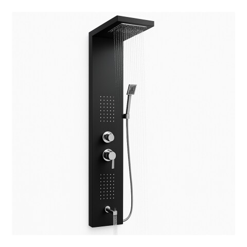 Columna Ducha Multijets Masajes Telefono Aluminio Negro DUCHERO COLUMNA DUCHA ZYX0010 NEGRO