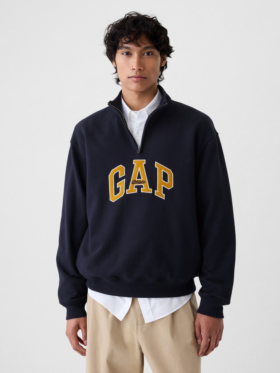 Buzo Deportivo Medio Cierre Logo Gap Hombre - Navy Uniform 