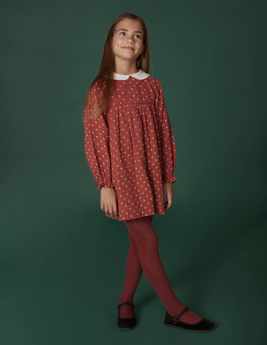 Vestido Con Bordados - Teja 
