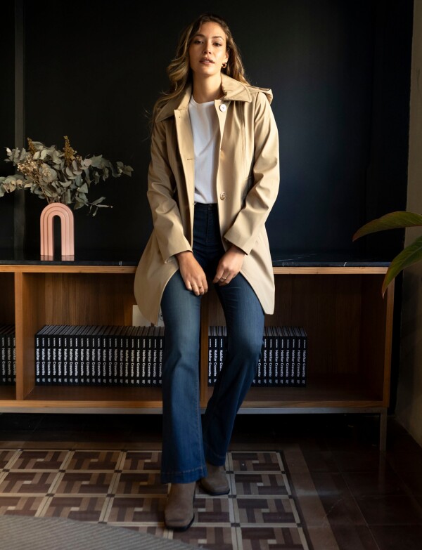 Gabardina Impermeable Capucha BEIGE
