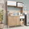 Kit de cocina compacta 4 puertas 1 cajón Patas Ajustables y Rieles Metálicos 122 x 52 x 187cm Carvale / Blanco