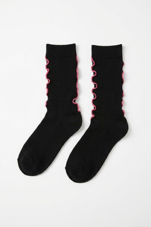 Medias basic costura wavy negro