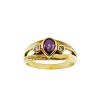 Anillo Solitario-Oro bajo-Piedra Amatista y Zirconia-AN8218 conpiedra