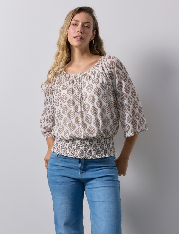 Blusa Frunce MULTI/BEIGE