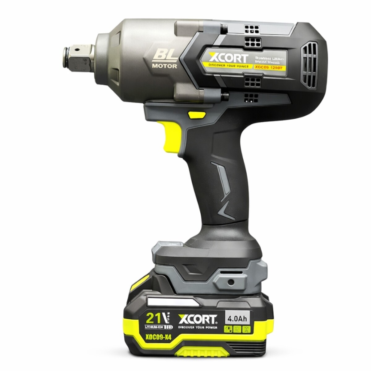 XCORT LLAVE DE IMPACTO INDUSTRIAL BRUSHLESS 3/4 21V 1200NM BATERIA 4.0A&CARGADOR 