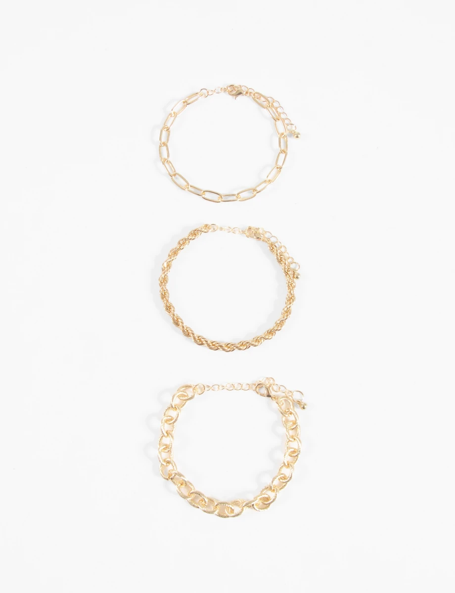 Pulsera tres cadenas - dorado 