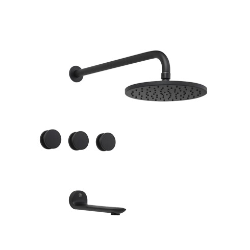GRIFERIA DE DUCHA Y BAÑERA EN NEGRO MATE FV SERIE NUEVA 44 INCL PICO, ROSETA Y CAÑO 000