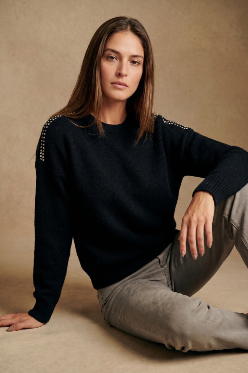 Sweater Lana Apliques Negro