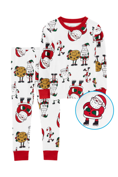 Pijama dos piezas de algodón diseño papá noel Sin color