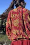Campera bomber de seda Rojo y verdes