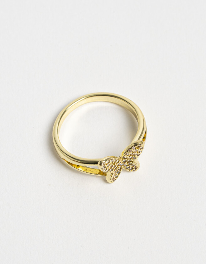 Anillos Chicos Mariposas Anillo Con Strass - Dorado