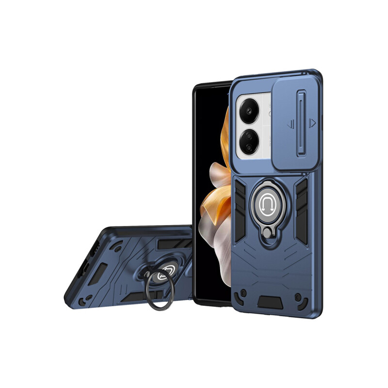 Protector para Xiaomi Redmi 13C 5G anillo soporte azul Protector Para Xiaomi Redmi 13c 5g Anillo Soporte Azul