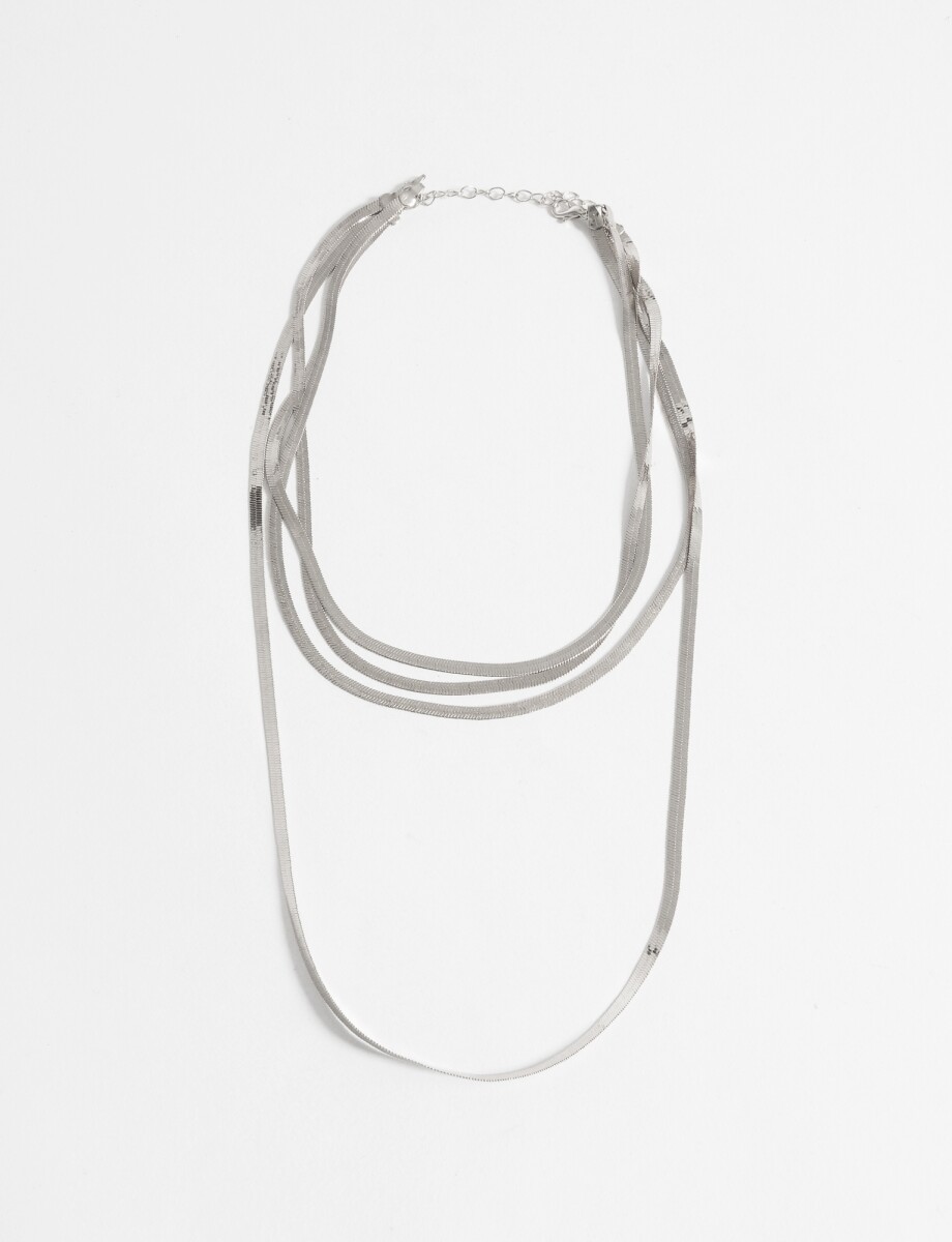 Collar multiples vueltas - plateado 