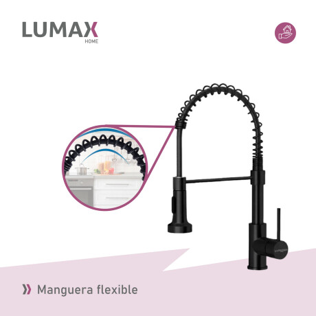 Canilla Monomando Lavaplatos Flexible Griferia Cocina Negro Mate