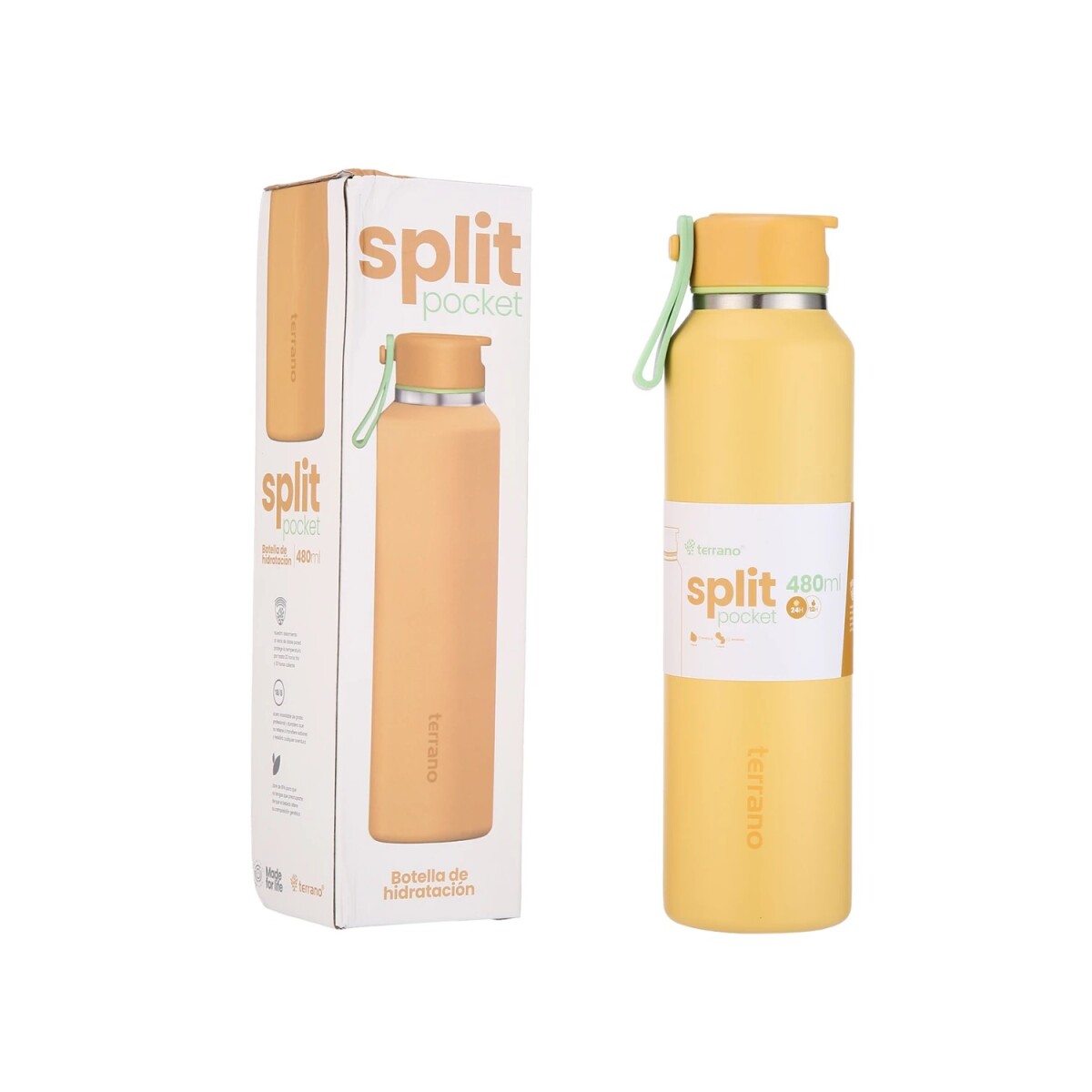 Botella Split Pocket 2118020 480ML Doble Capa - MOSTAZA 