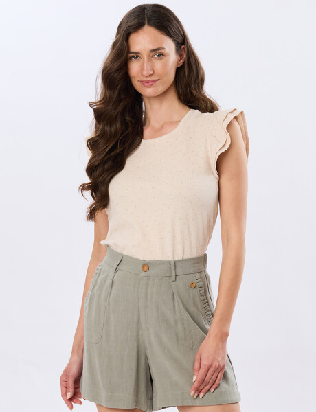 SHORT DE LINO CON VOLADO Verde