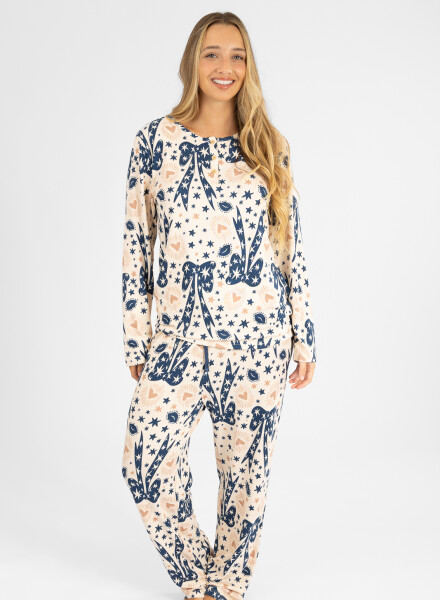 Pijama lips and bow needle Azul