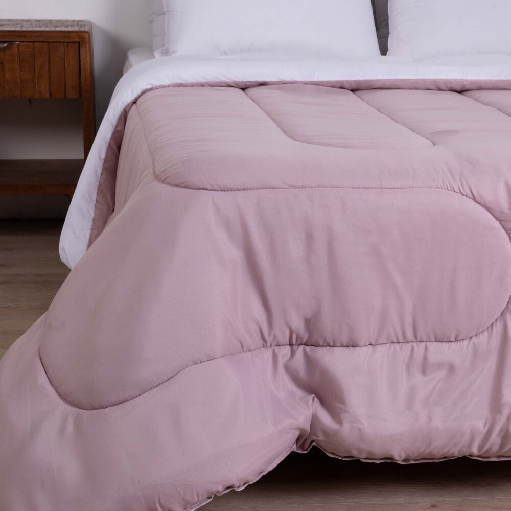 ACOLCHADO 2 PLAZAS MICROFIBRA ROSA DUO REVERSIBLE