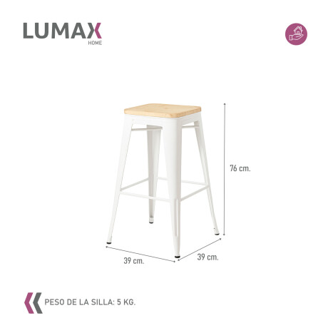 Taburete Tolix en metal y asiento de madera Blanco