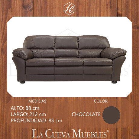 Sillon 3 cuerpos Cuero Natural Chocolate