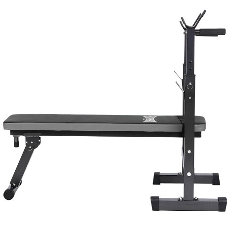 Banco Pecho Plegable + Barra 1.50m Maciza +20kg Pesas 2 discos de 10 kg