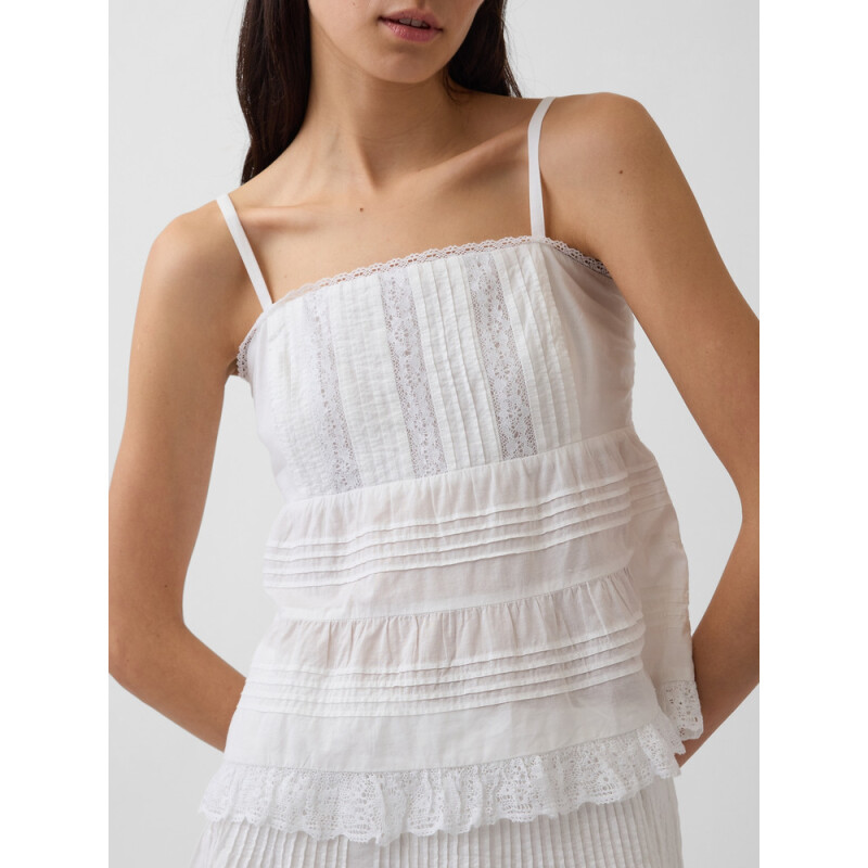 SL LACE LONGLINE TOP FRESH WHITE