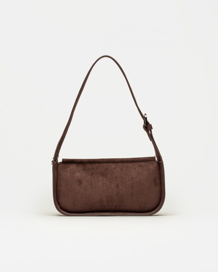 Cartera al hombro Leaf en efecto cuero gamuza Marron