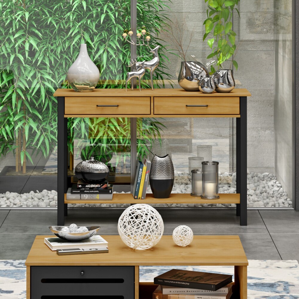 Mesa de arrime 2 cajones - Linea Madrid Mesa de arrime 2 cajones - Linea Madrid