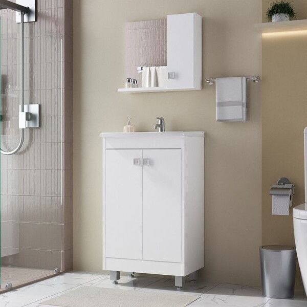 BAÑO COMPLETO N°2 INODORO CON MOCHILA + MUEBLE DE BAÑO 45 CM CON ESPEJO + GRIFERIA + CERAMICA DE PISO Y PARED BAÑO COMPLETO N°2 INODORO CON MOCHILA + MUEBLE DE BAÑO 45 CM CON ESPEJO + GRIFERIA + CERAMICA DE PISO Y PARED