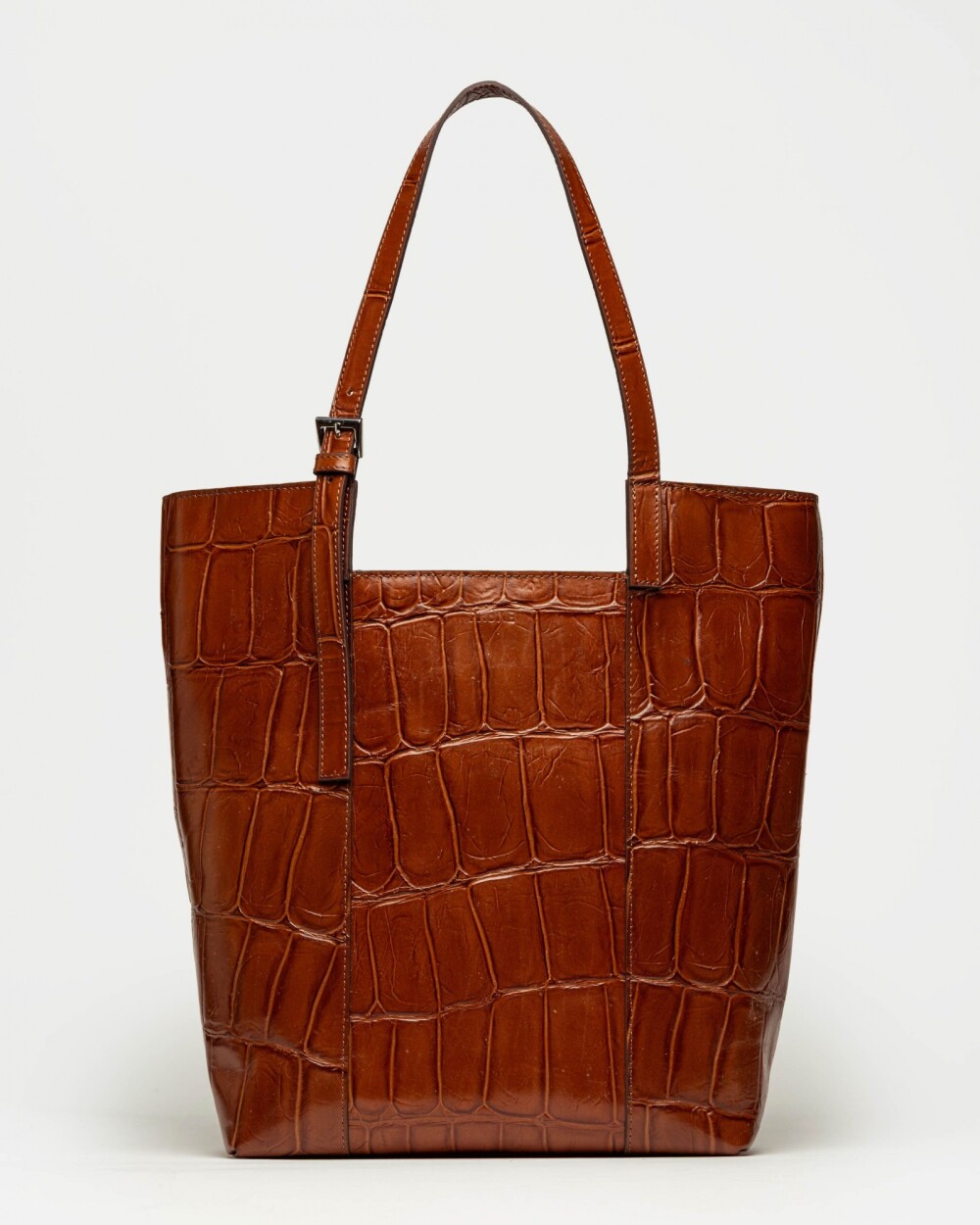 Shopper The Icon en cuero grabado big croco Cuoio