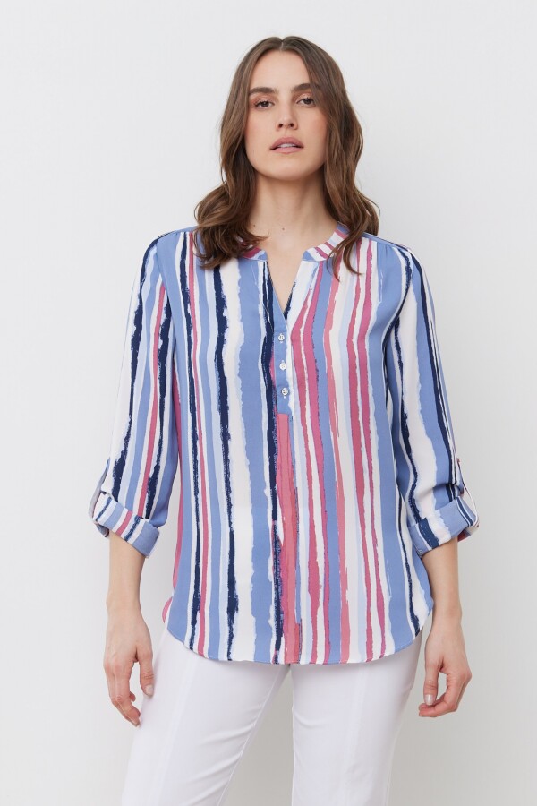 Blusa Gasa Print MULTI/AZUL