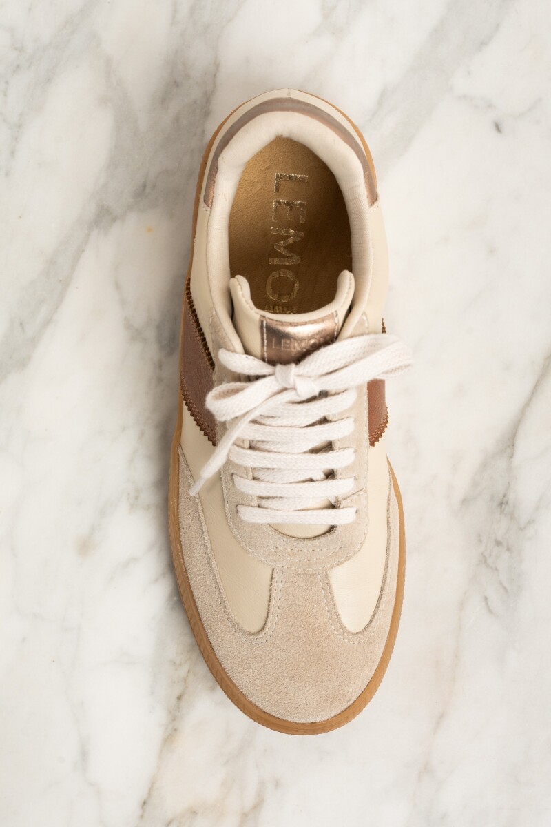 Zapatilla Combinada Cuero Nácar