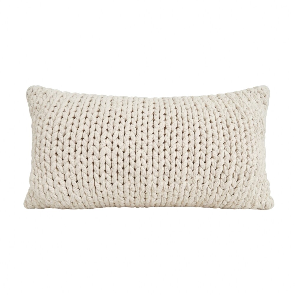 Almohadón Deco Tejido Doble Punto 30x50 - Pilar Crudo