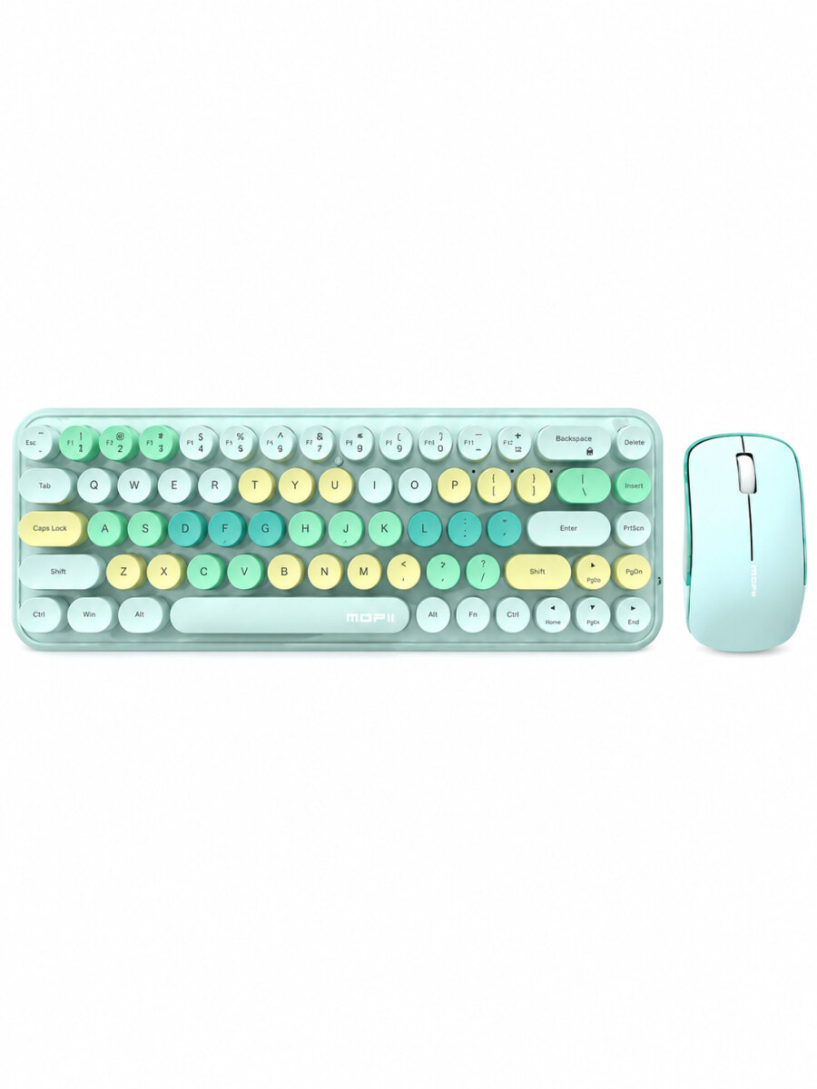 TECLADO Y MOUSE SET COLORES - VERDE AQUA 