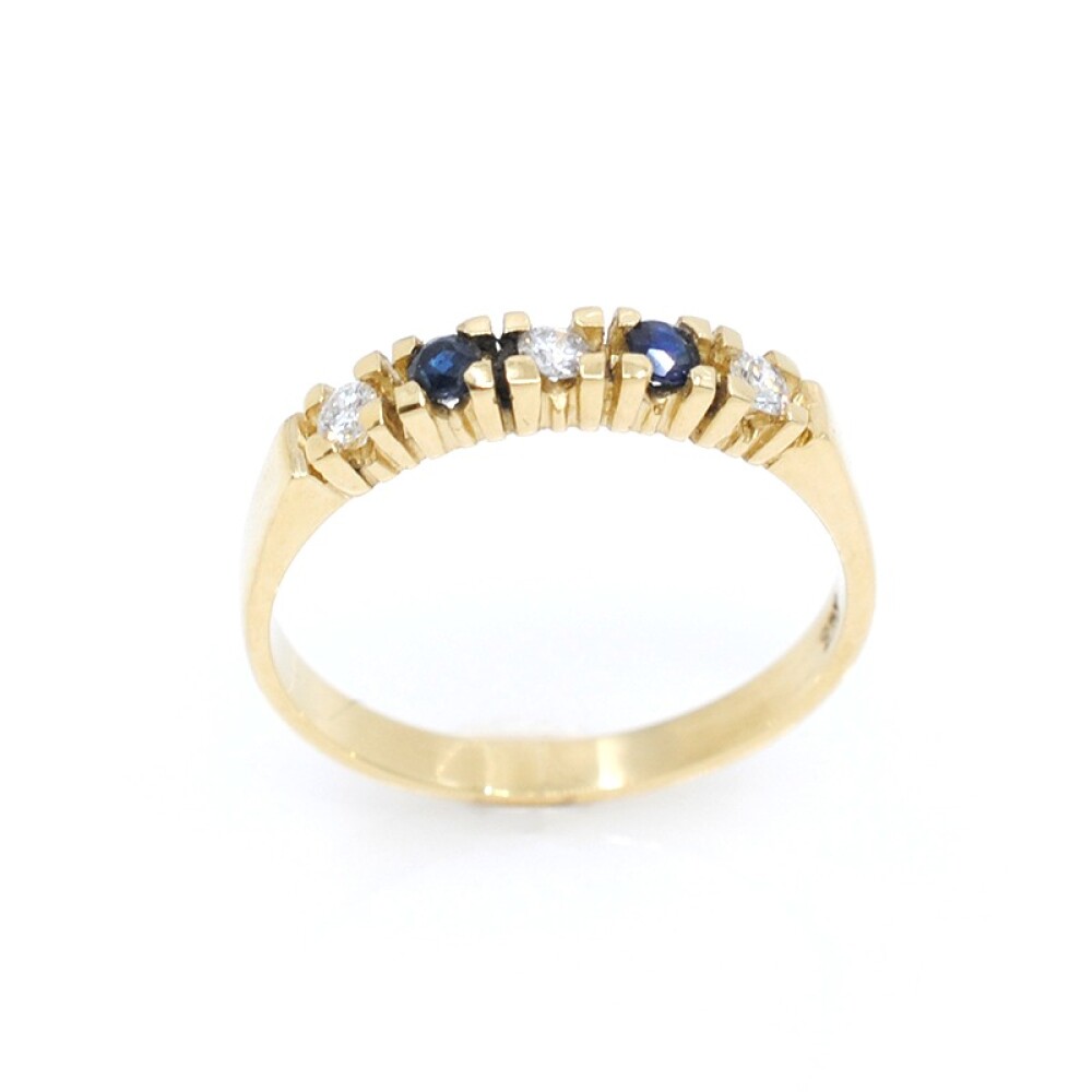 Anillo medio sin fin en oro 18K con brillantes y zafiros Anillo medio sin fin en oro 18K con brillantes y zafiros