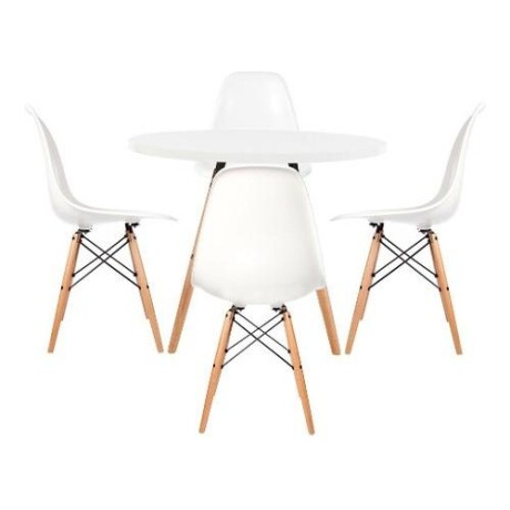 Juego de comedor Con Mesa Circular de 120cm + 4 sillas Eames Blanco