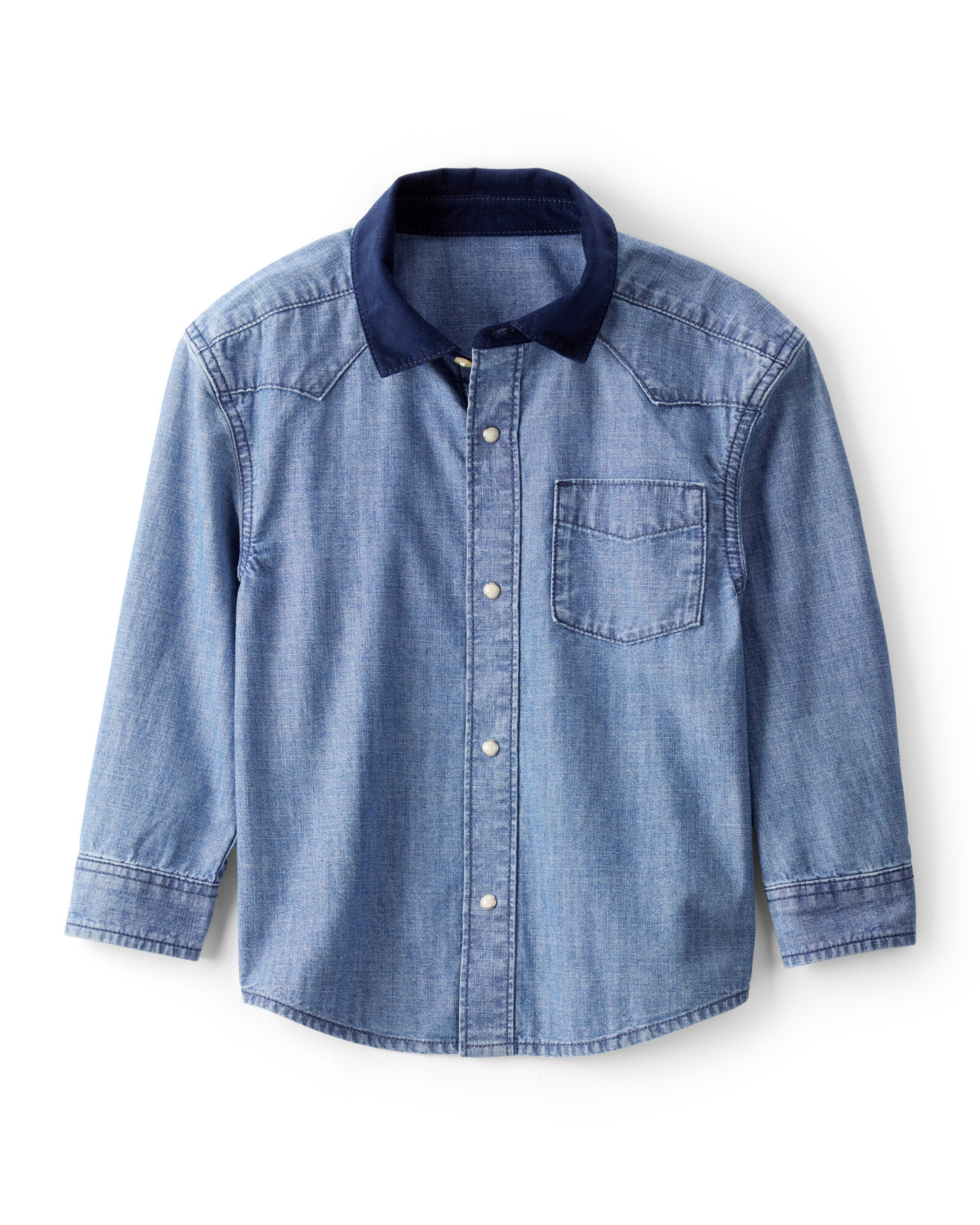 Camisa jean con cuello de pana Sin color