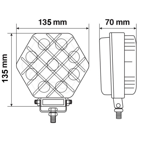 FARO LED - HEXAGONAL 9 LED 12-24V 27W 135X135MM DUNCAN FARO LED - HEXAGONAL 9 LED 12-24V 27W 135X135MM DUNCAN